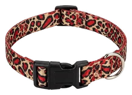 Red leopard-print webbing collar