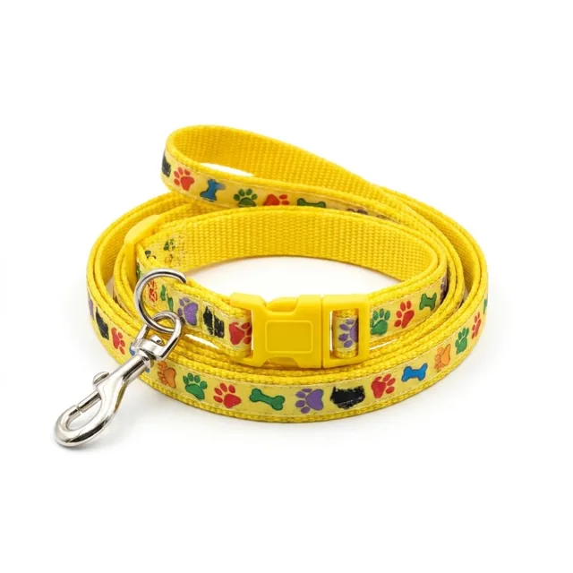 Blue folk-village printed webbing dog lead